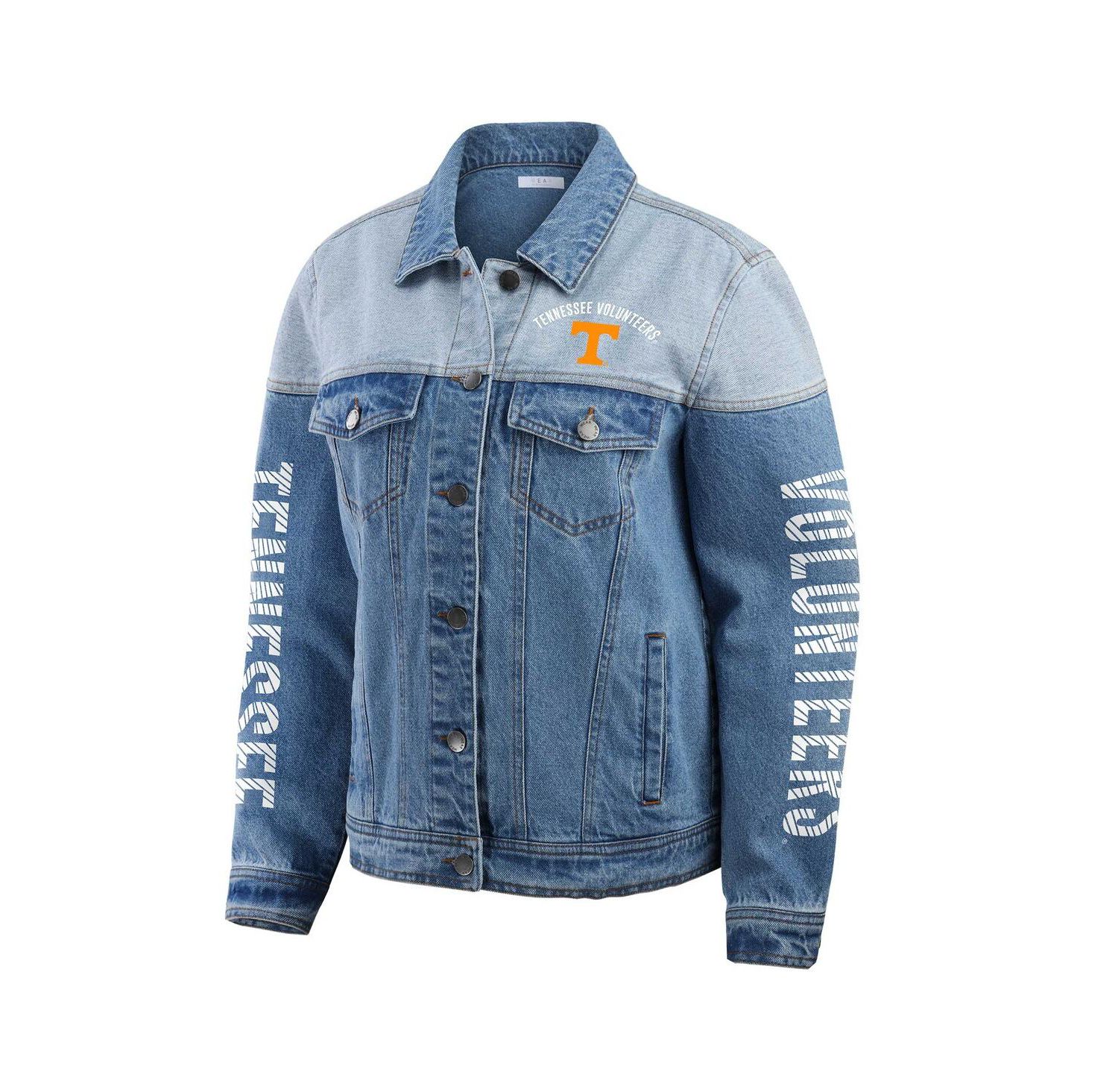 Women's Denim Tennessee Volunteers Sleeve Hit Color Block Button-Down Denim Jacket
