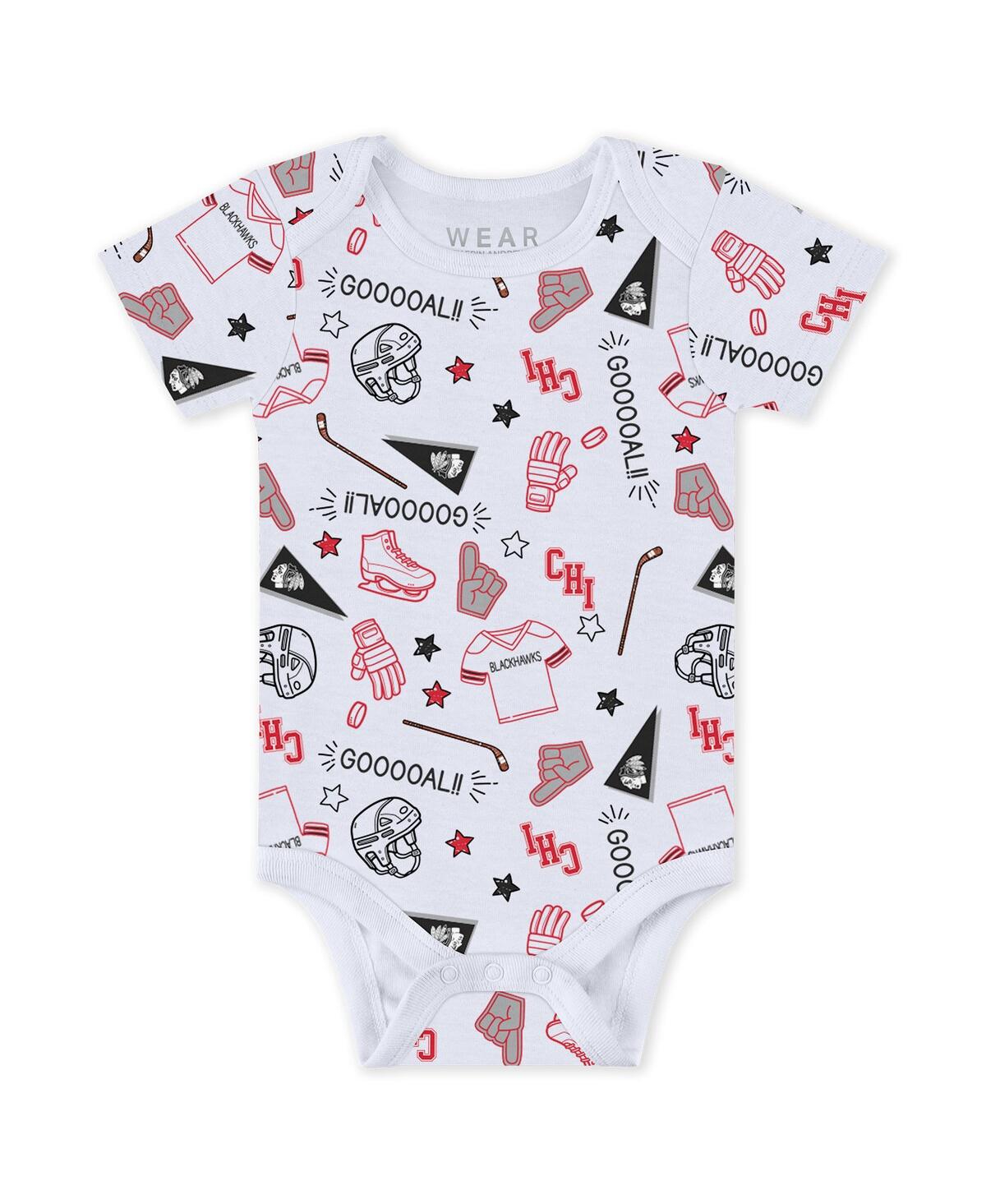 Wear By Erin Andrews Baby Boys And Girls 3-piece Chicago Blackhawks Turn Me Around Bodysuits Pants Set In Red