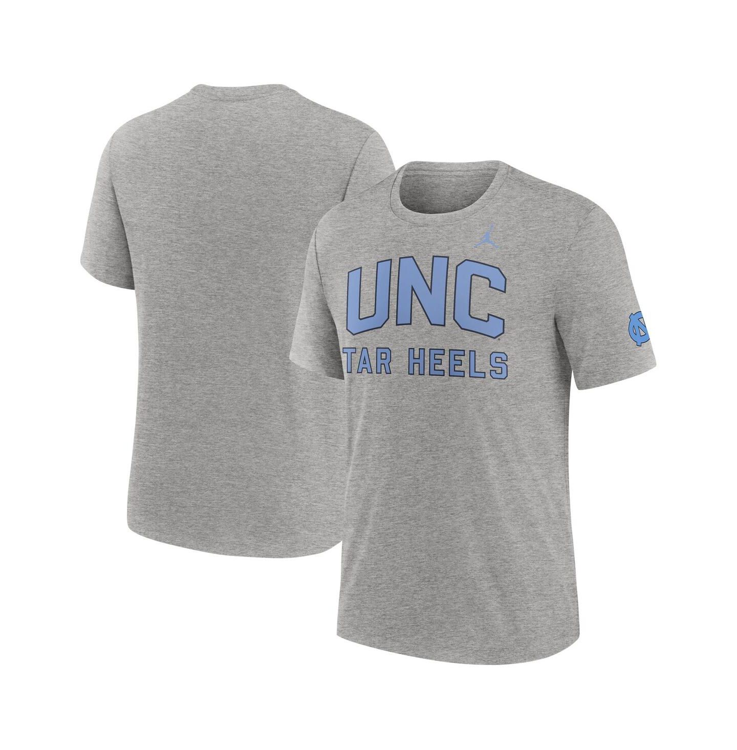 Мужские футболки Jordan Heather Gray North Carolina Tar Heels Campus Collegiate Block Tri-Blend — фото 1
