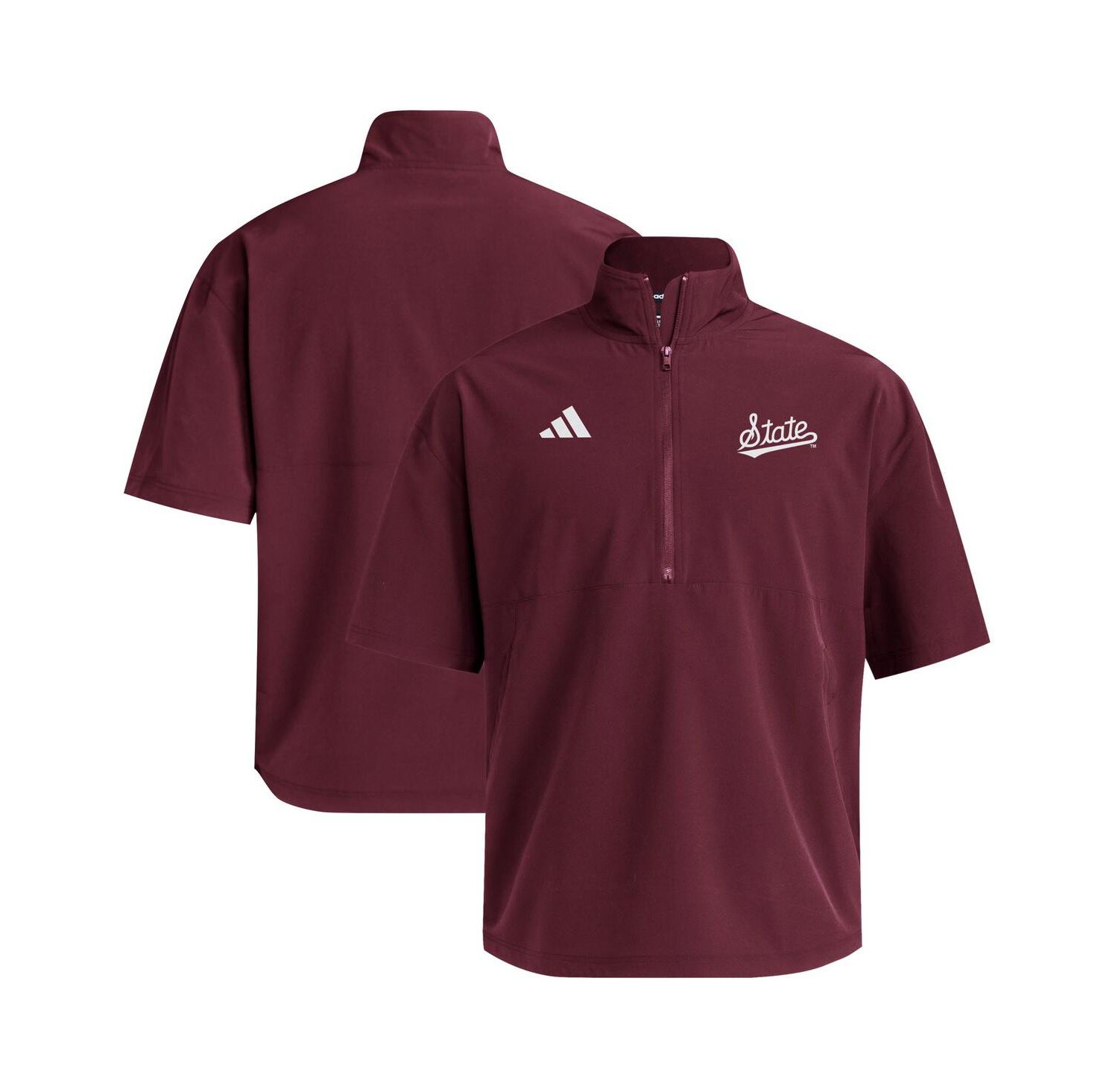 Men's Maroon Mississippi State Bulldogs Woven Quarter-Zip Short Sleeve Pullover Sweatshirt