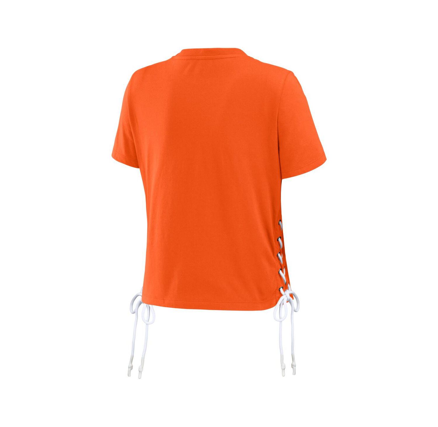 Women's Orange Clemson Tigers Side Lace-Up Modest Crop T-Shirt