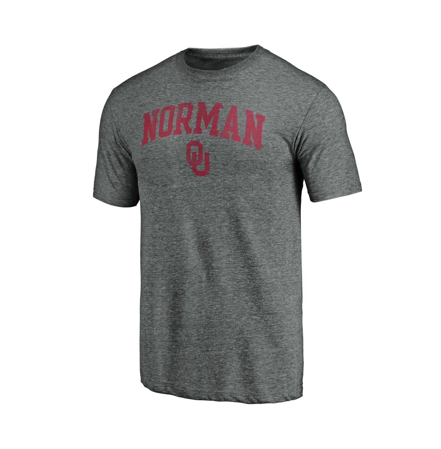 Мужская футболка Fanatics Mto Label Heather Gray Oklahoma Sooners Arched City Tri-Blend — фото 3