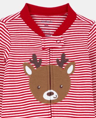 Baby Boys' or Baby Girls' Reindeer Zip-Up Sleep and Play Pajamas