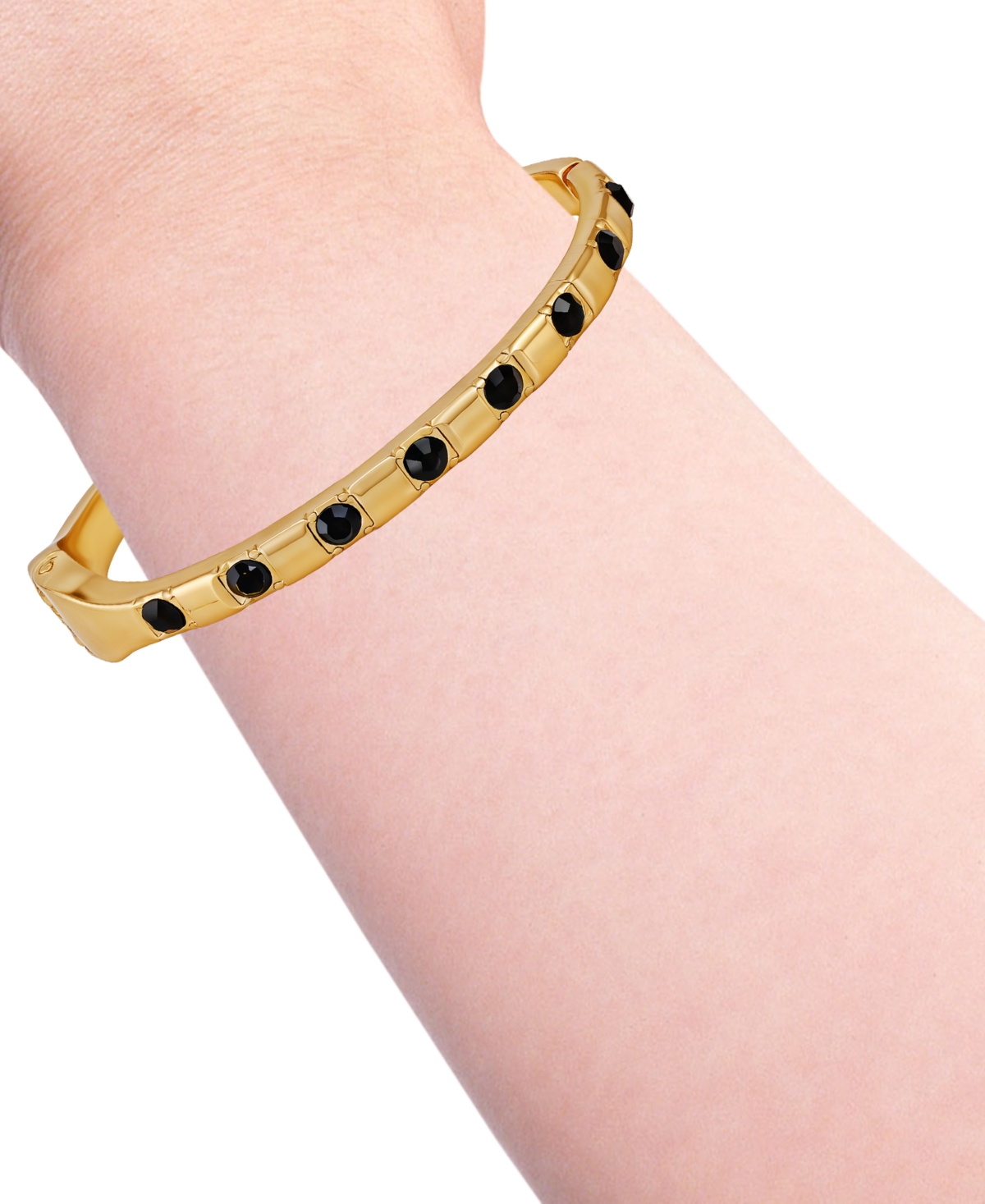 Guess Rhinestone Gold-tone Bangle Bracelet In Gold