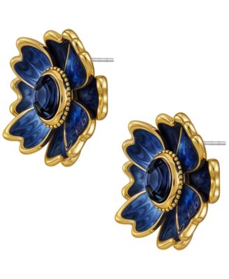 Epoxy Stones Gold-Tone Floral Clip-On Earrings