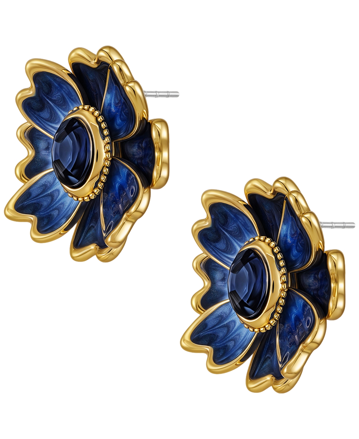 Guess Epoxy Stones Gold-Tone Floral Clip-On Earrings
