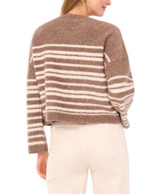 Women's Striped Long Sleeve Crewneck Sweater