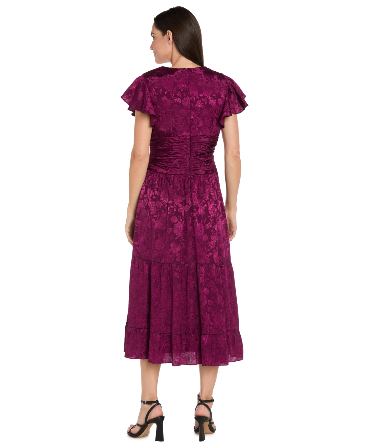 R & M Richards Petite Ruched Waist Midi Dress