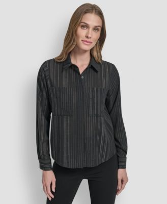 DKNY - Women's Embellished Collared Shirt