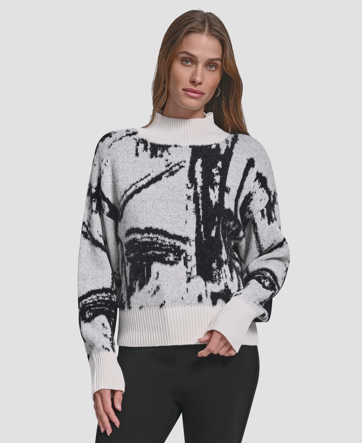 Dkny Women's Intarsia Oversized Pull On Sweater