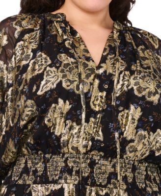 Plus Size Ruched Waist Midi Dress