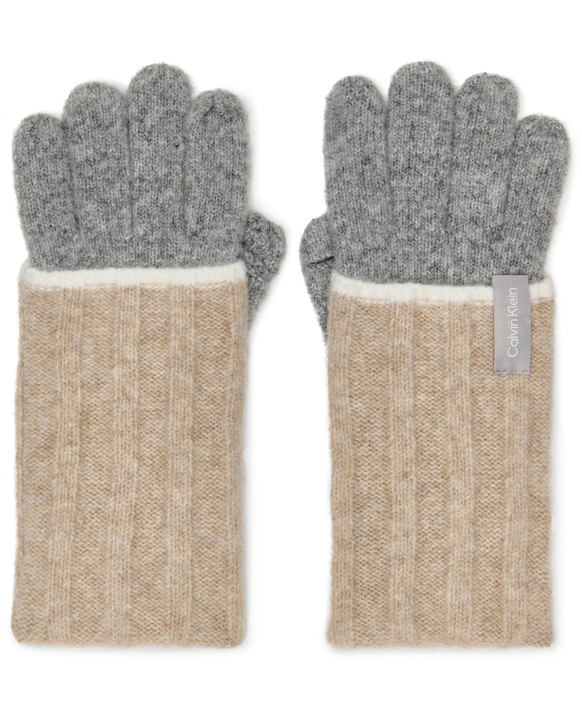 Calvin Klein Patchwork Knit Gloves In Multi