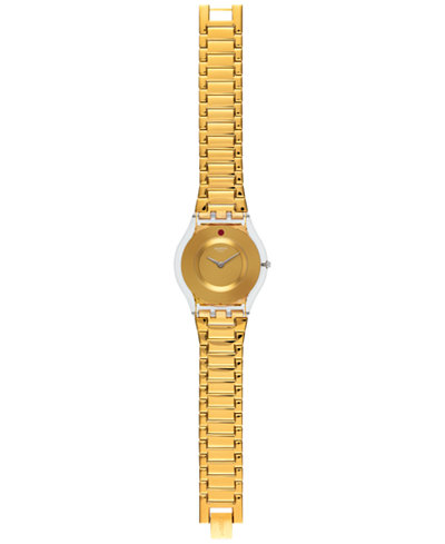 Swatch Women's Swiss Punto Rosso Exotic Charm Gold-Tone PVD Stainless Steel Bracelet Watch 34mm SFK399G