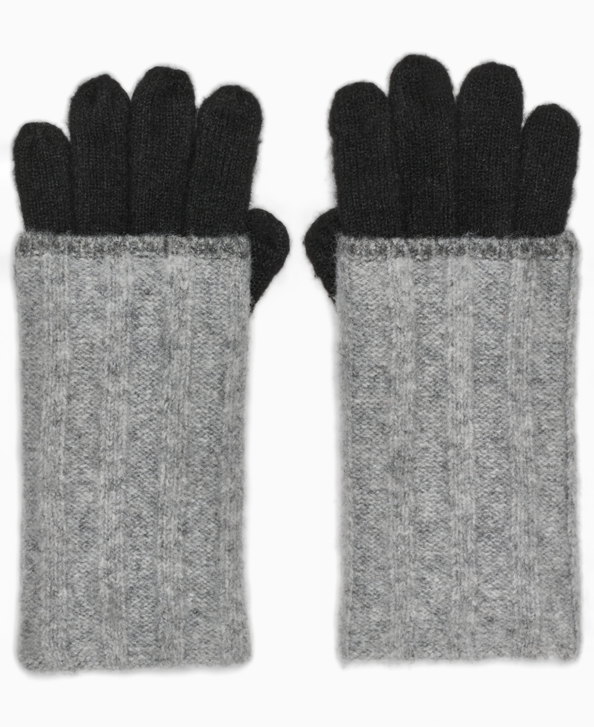 Calvin Klein Patchwork Knit Gloves In Black