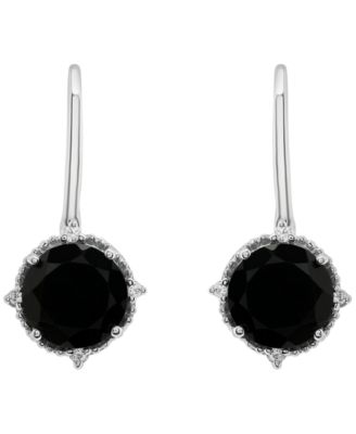 Onyx (4-1/20 ct. t.w.) and White Sapphire (1/10 ct. t.w.) Drop Earrings in Sterling Silver