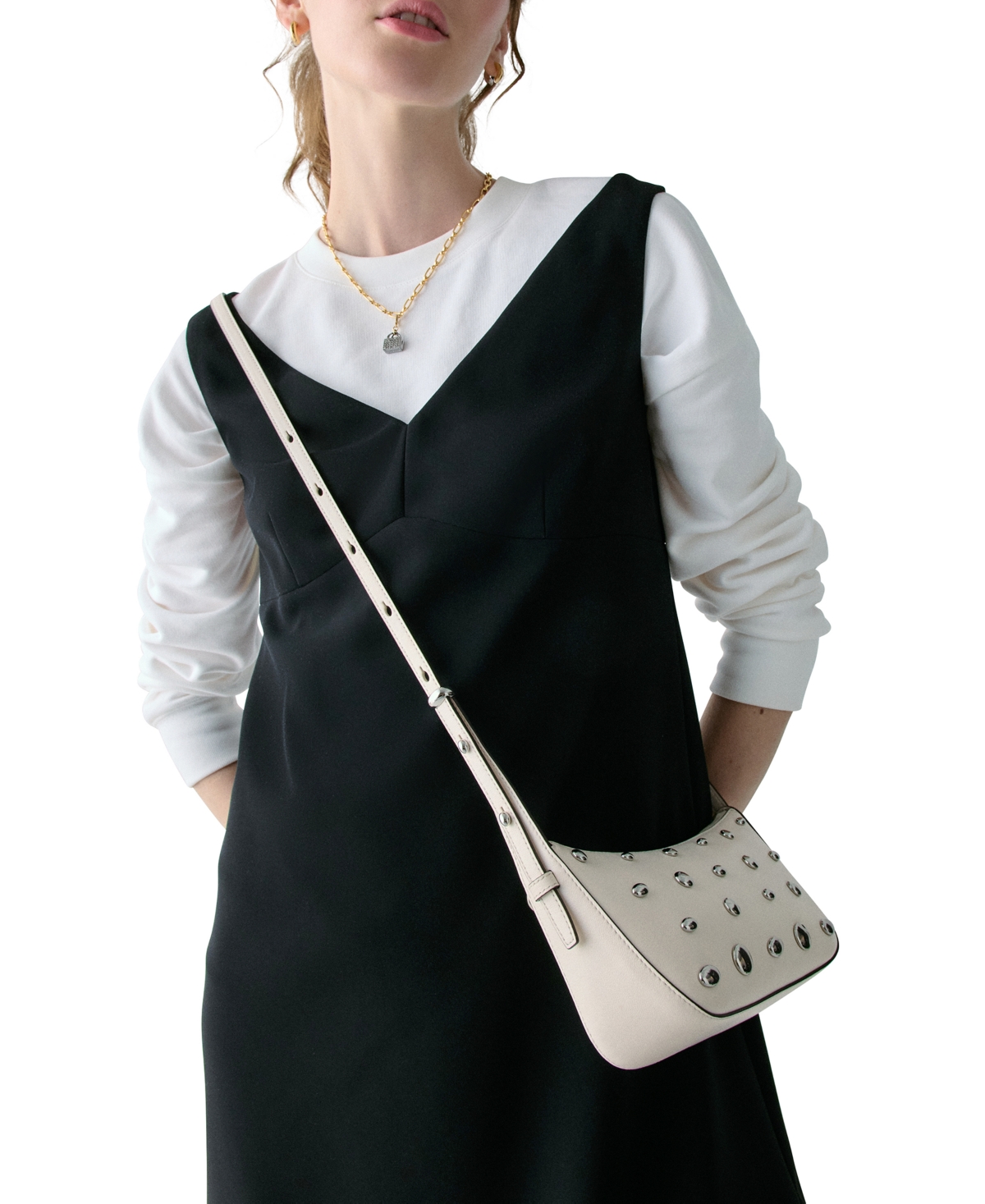 Kate Spade Halo Studded Small Crossbody Bag In White