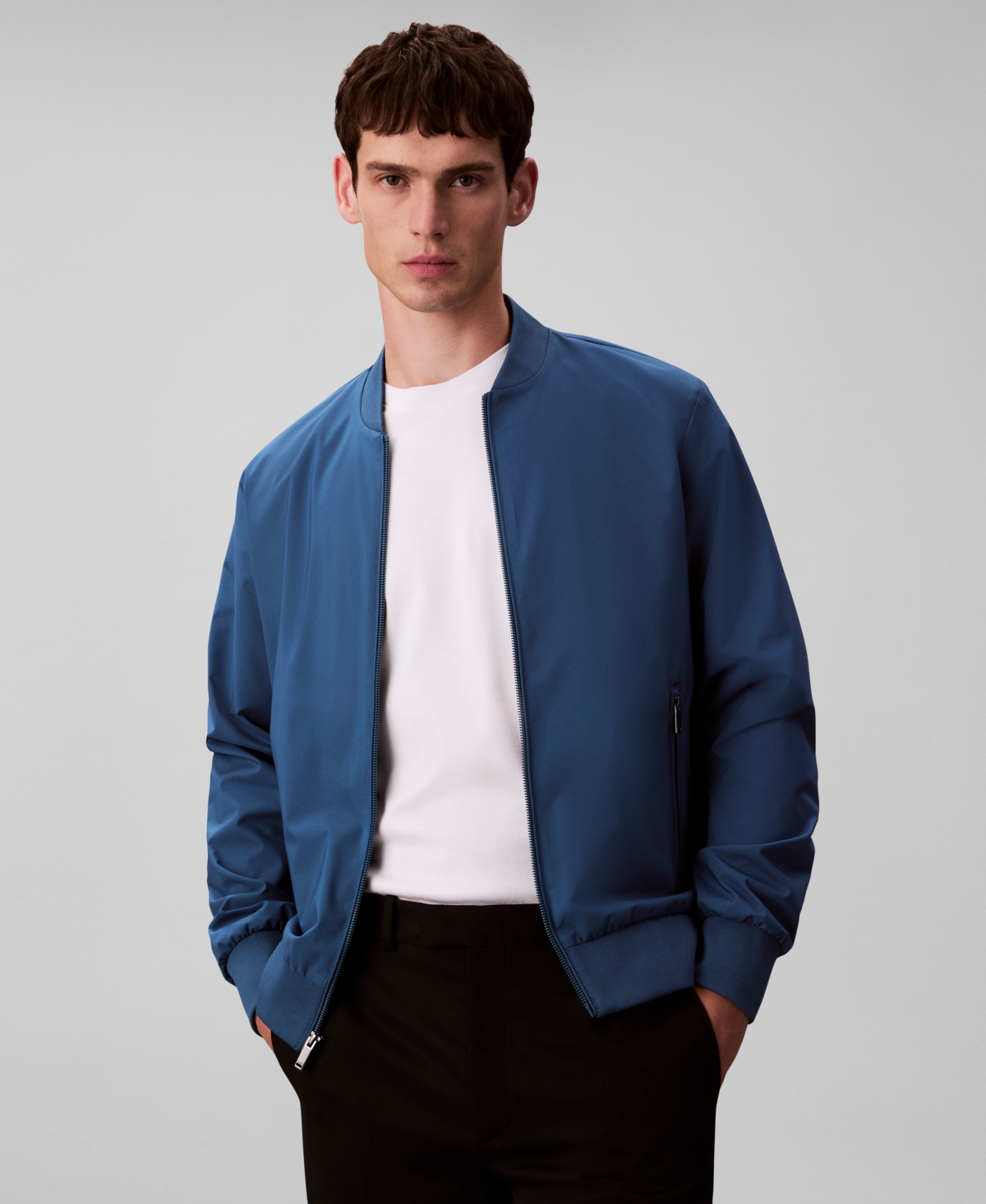 Calvin Klein Men's Matte Bomber Jacket In Blue