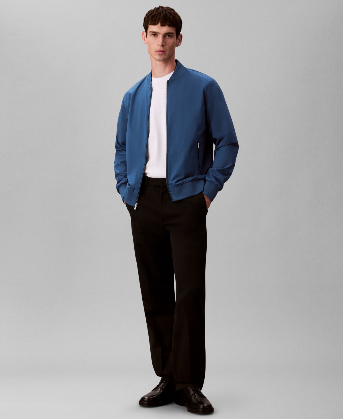 Calvin Klein Men's Matte Bomber Jacket In Blue