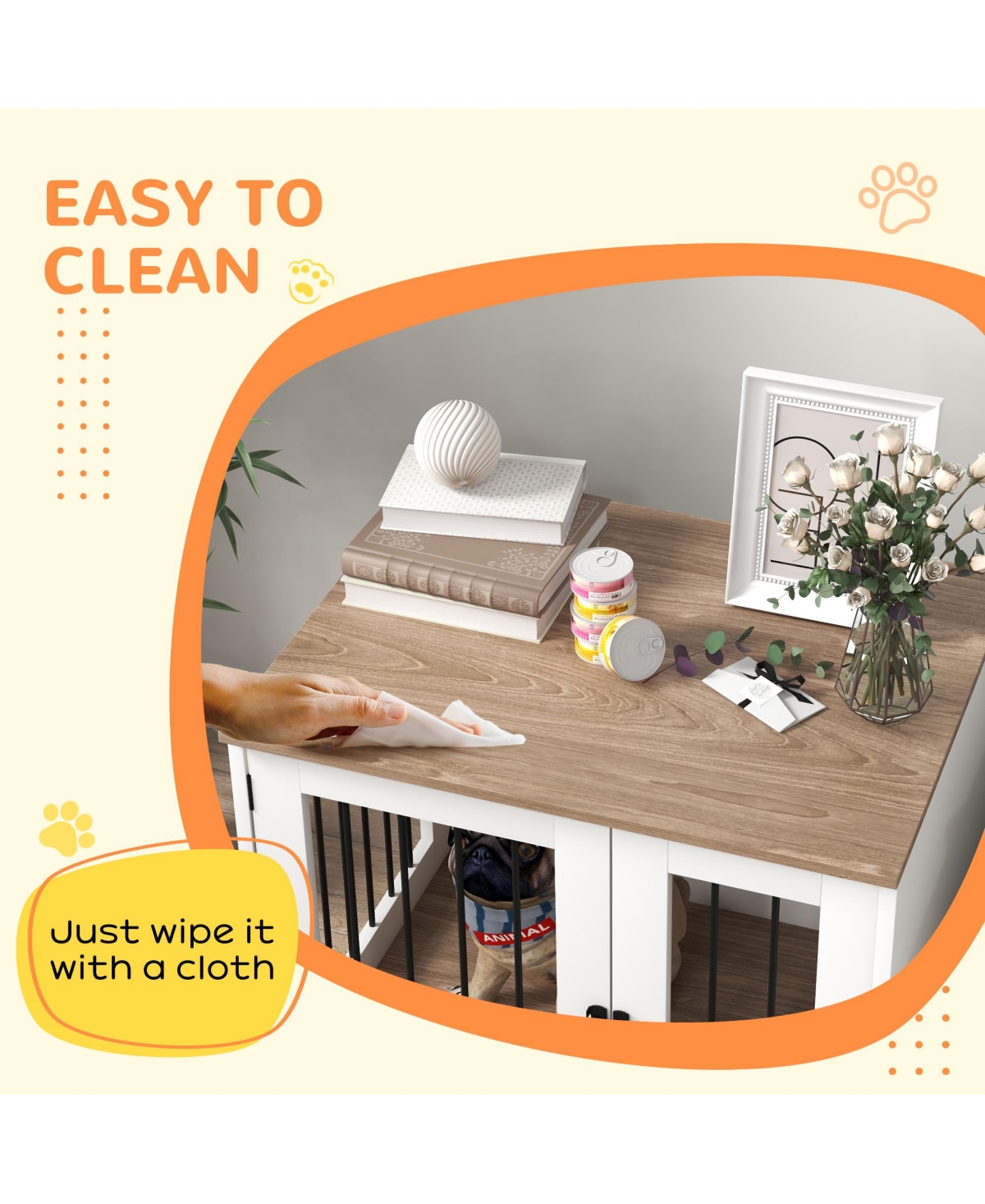 PawHut Dog Crate Furniture, Side or End Table w/ Door for Small Medium Dogs