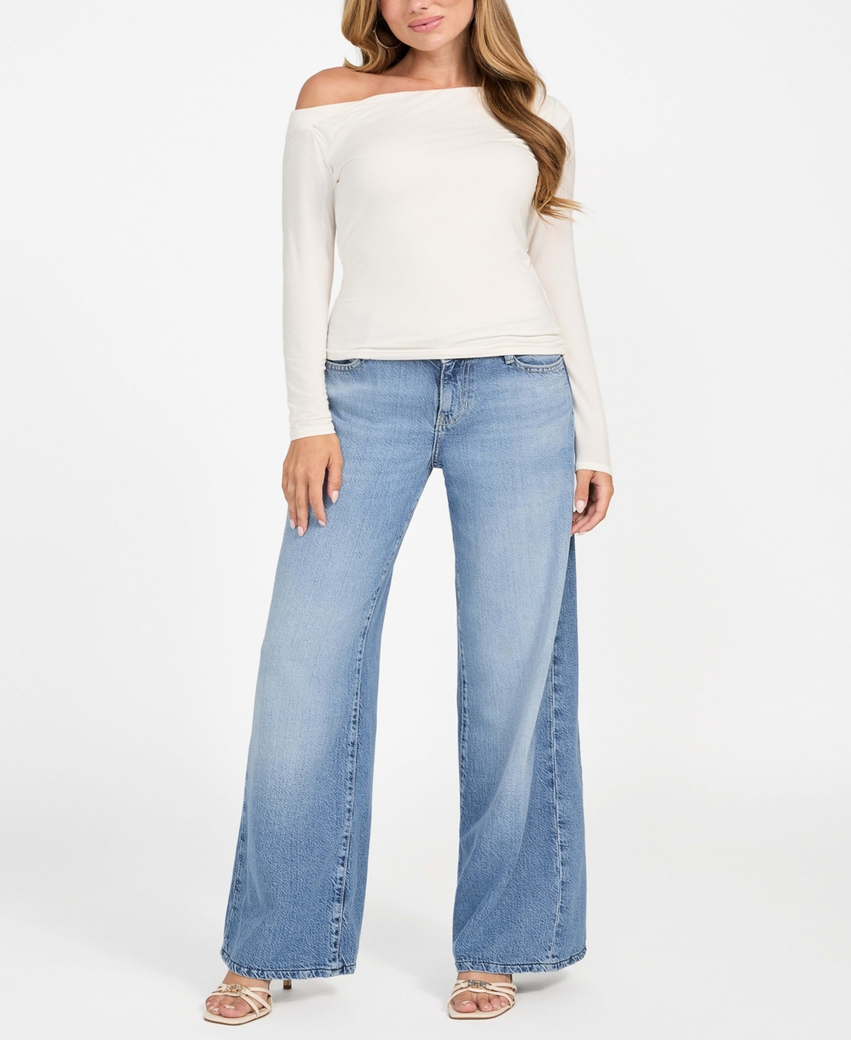 Guess Julianna One-shoulder Jersey Top In White