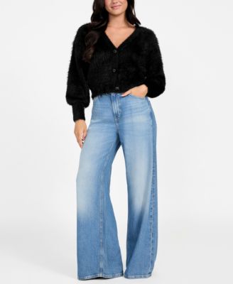 Women's Keyla Rhinestone-Button Cardigan Sweater