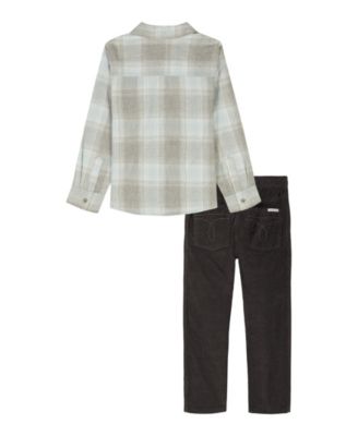 Boys' 2T-7 Plaid Shirt and Corduroy Pants, 2-Piece Set