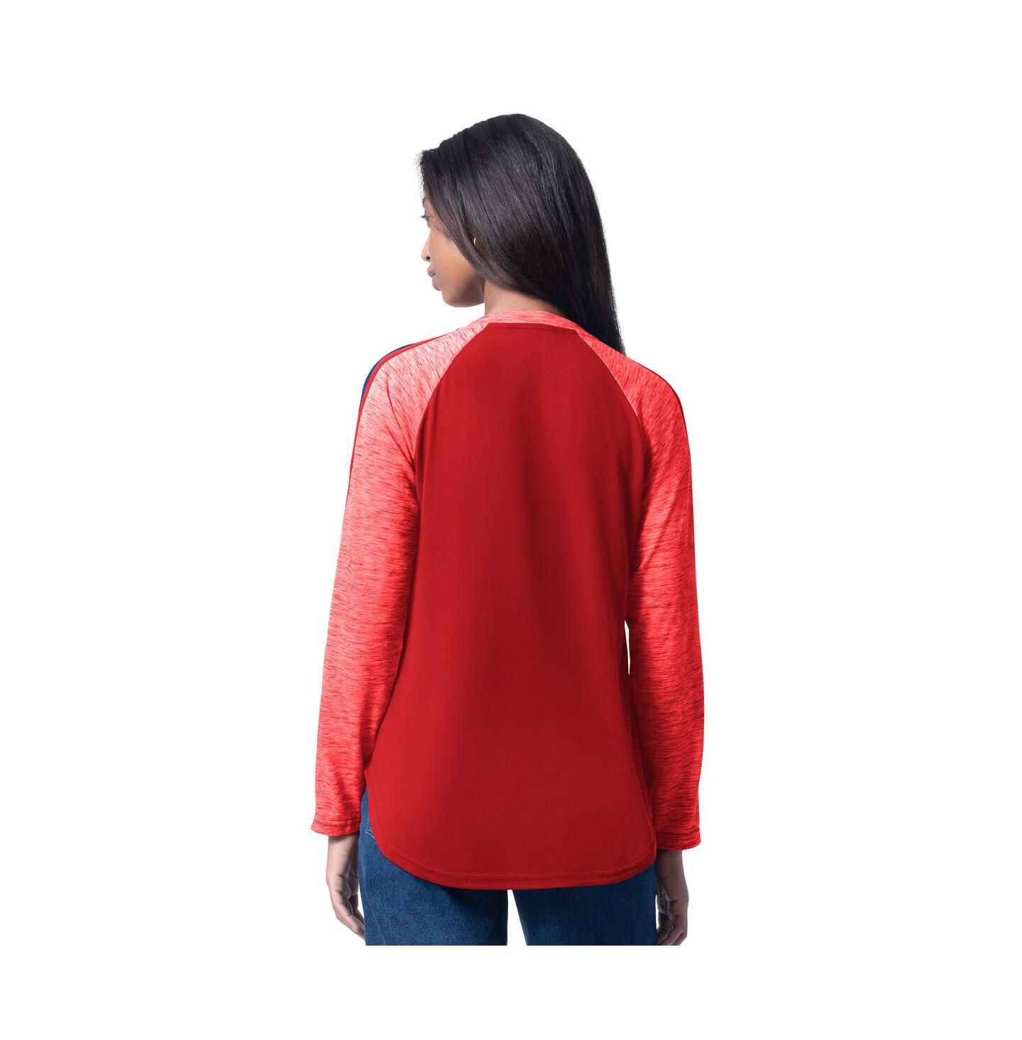 Женская футболка G-III 4Her by Carl Banks Red Philadelphia Phillies Top Dog Raglan Long Sleeve V-Neck — фото 2