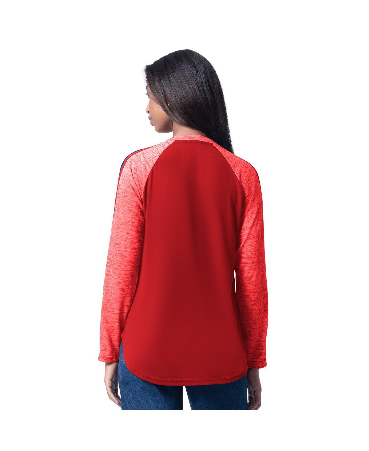 G-iii 4her By Carl Banks Red Philadelphia Phillies Top Dog Raglan Long Sleeve V-neck T-shirt In Red