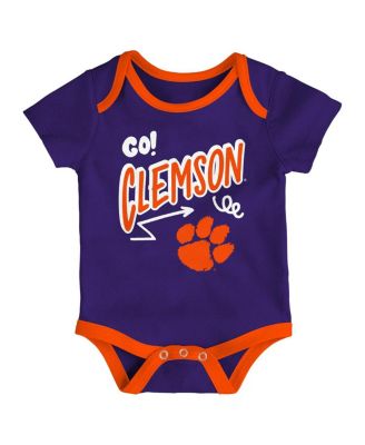 Baby Boys and Girls 3-Pack Clemson Tigers All Day Play Bodysuit Set
