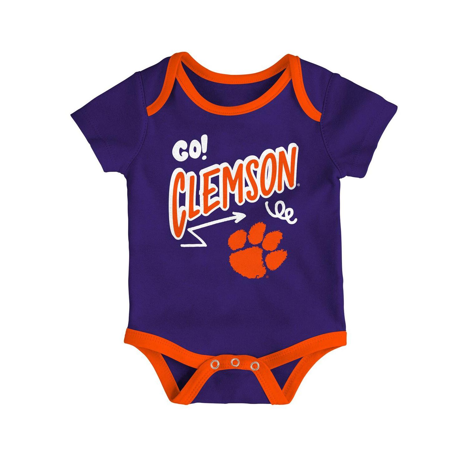 Baby Boys and Girls 3-Pack Clemson Tigers All Day Play Bodysuit Set