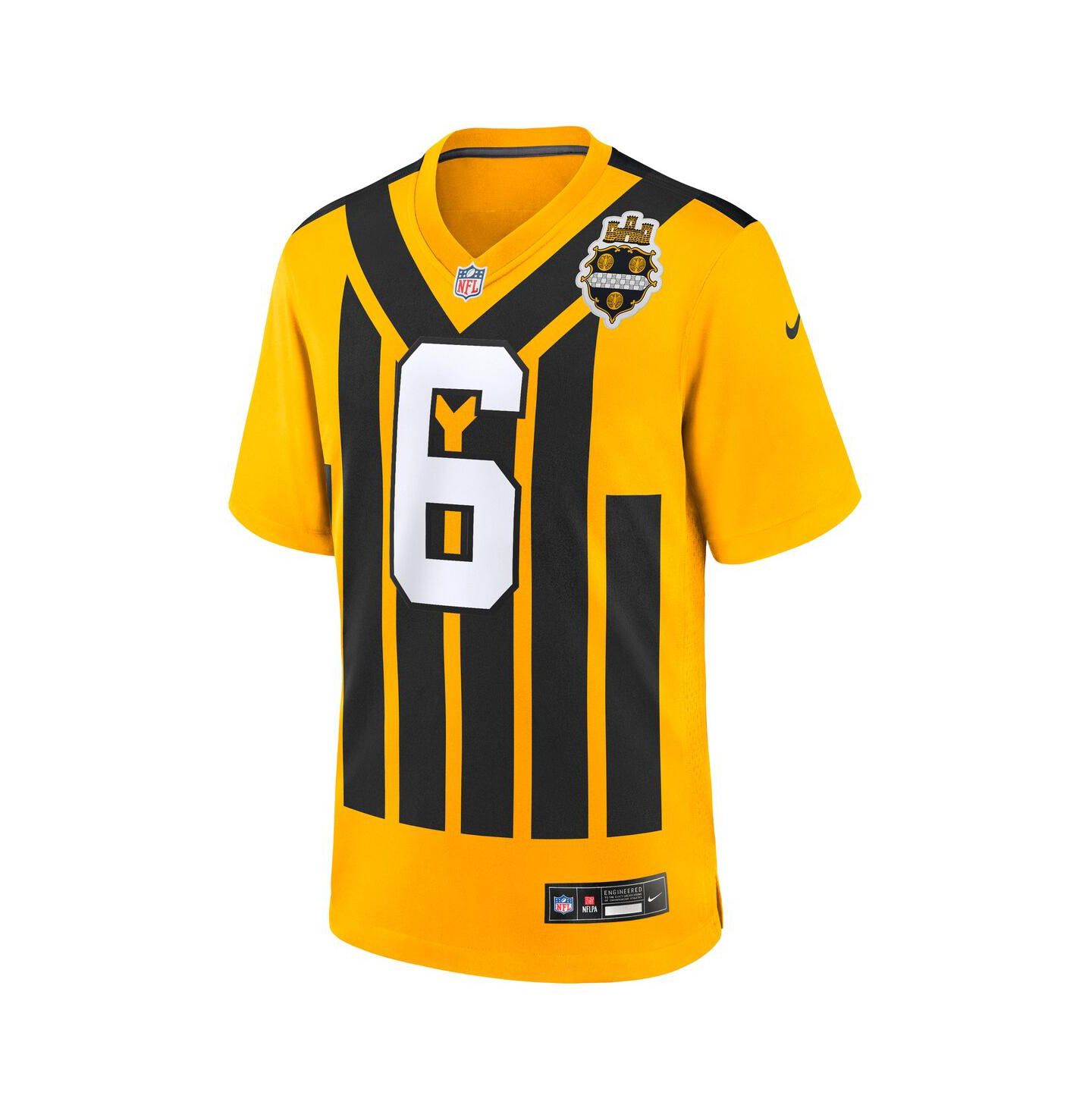 Мужской топ Nike Patrick Queen Gold Pittsburgh Steelers Alternate 1933 Throwback Game Jersey — фото 3