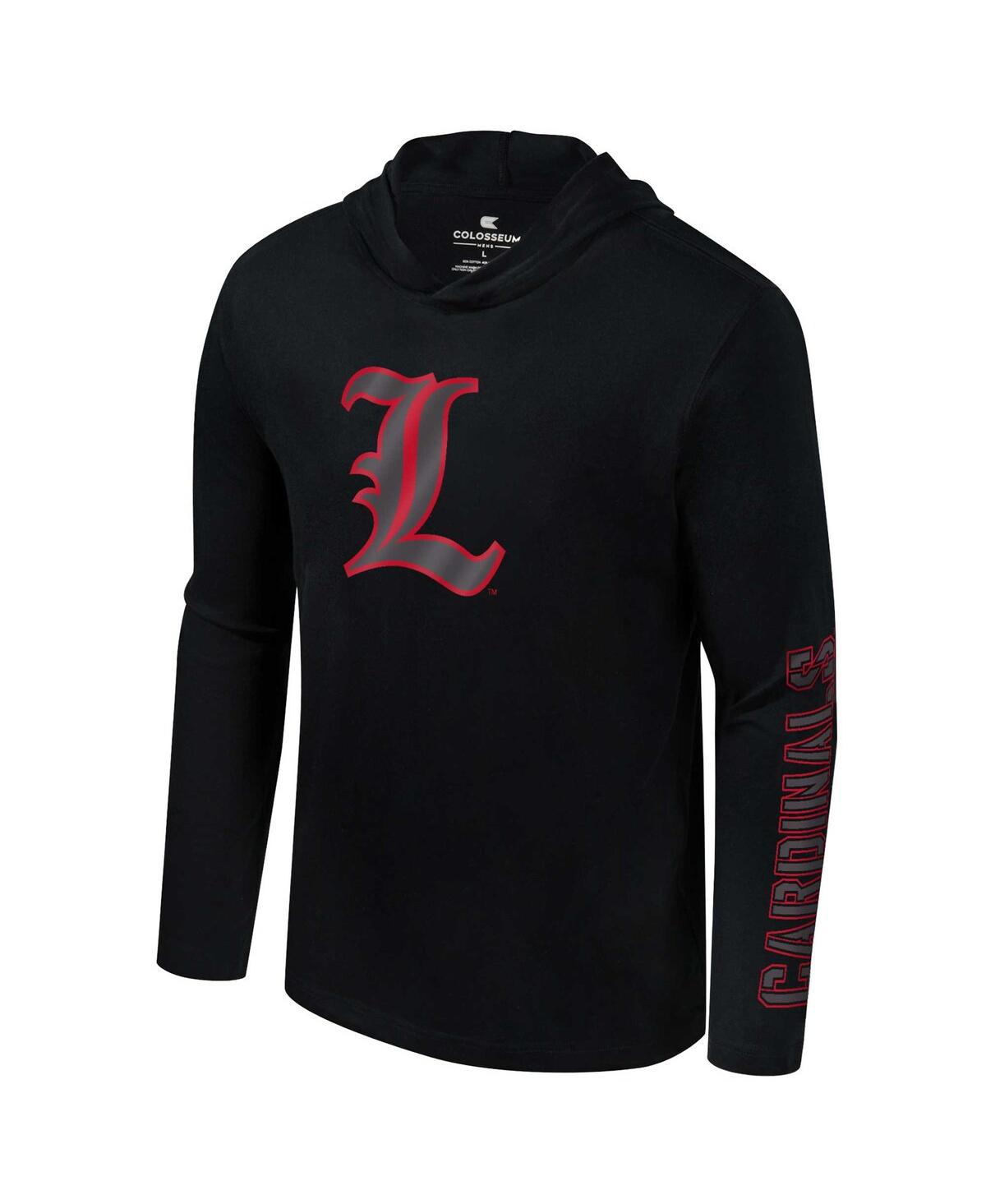 Colosseum Men's Black Louisville Cardinals Color Pop Active Blend 2-hit Long Sleeve Hooded T-shirt In Black