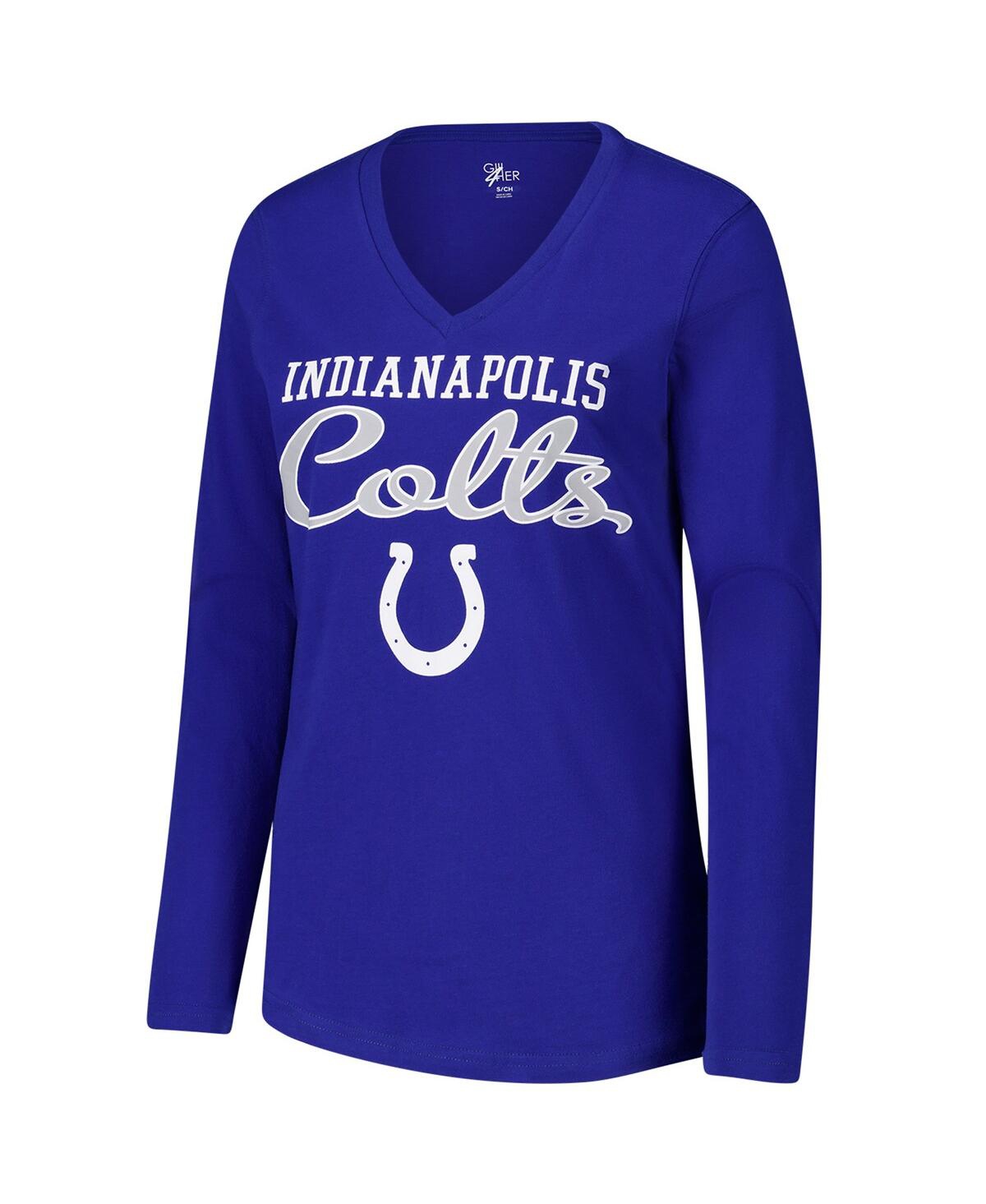 G-iii 4her By Carl Banks Women's Royal Indianapolis Colts Post Season Long Sleeve V-neck T-shirt In Blue