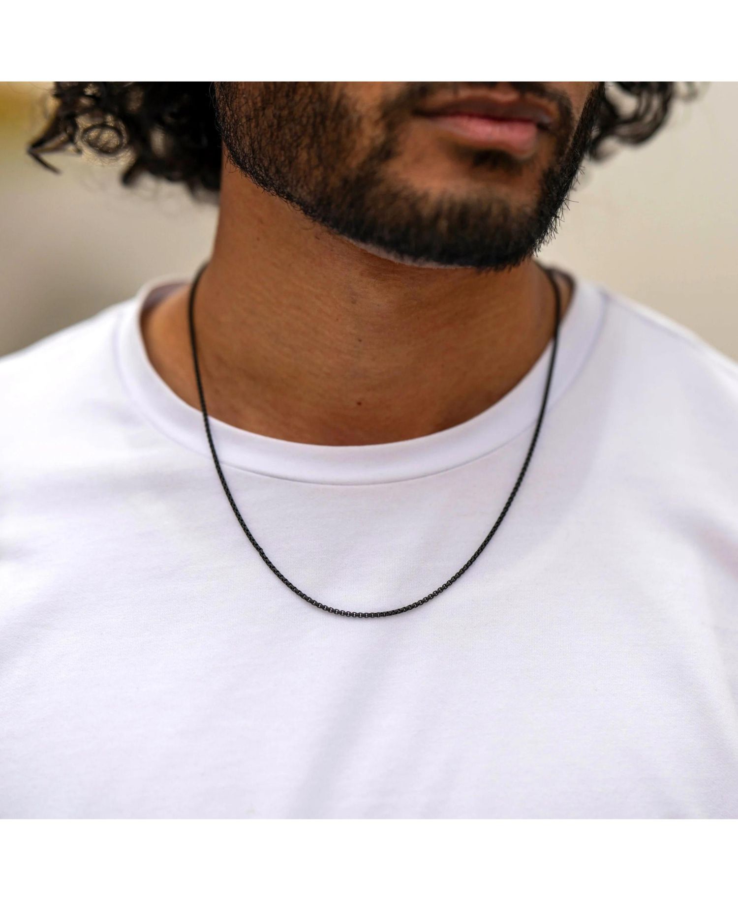 Men's Box Chain Necklace, 14K Gold Plated