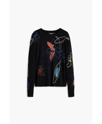 Women's Fine sweater with floral strokes