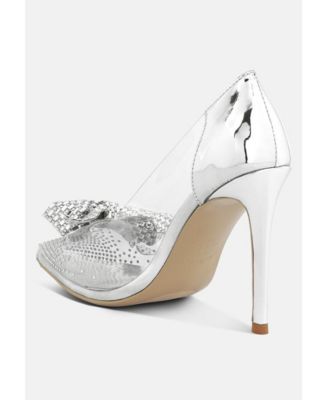 Women Erika Rhinestones Embellished Clear Pump Shoes