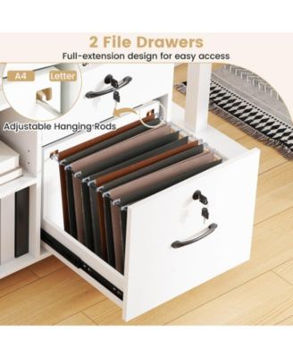 File Cabinet with Lock 4 Drawers Fits Files A4/Letter Size Adjustable Shelf
