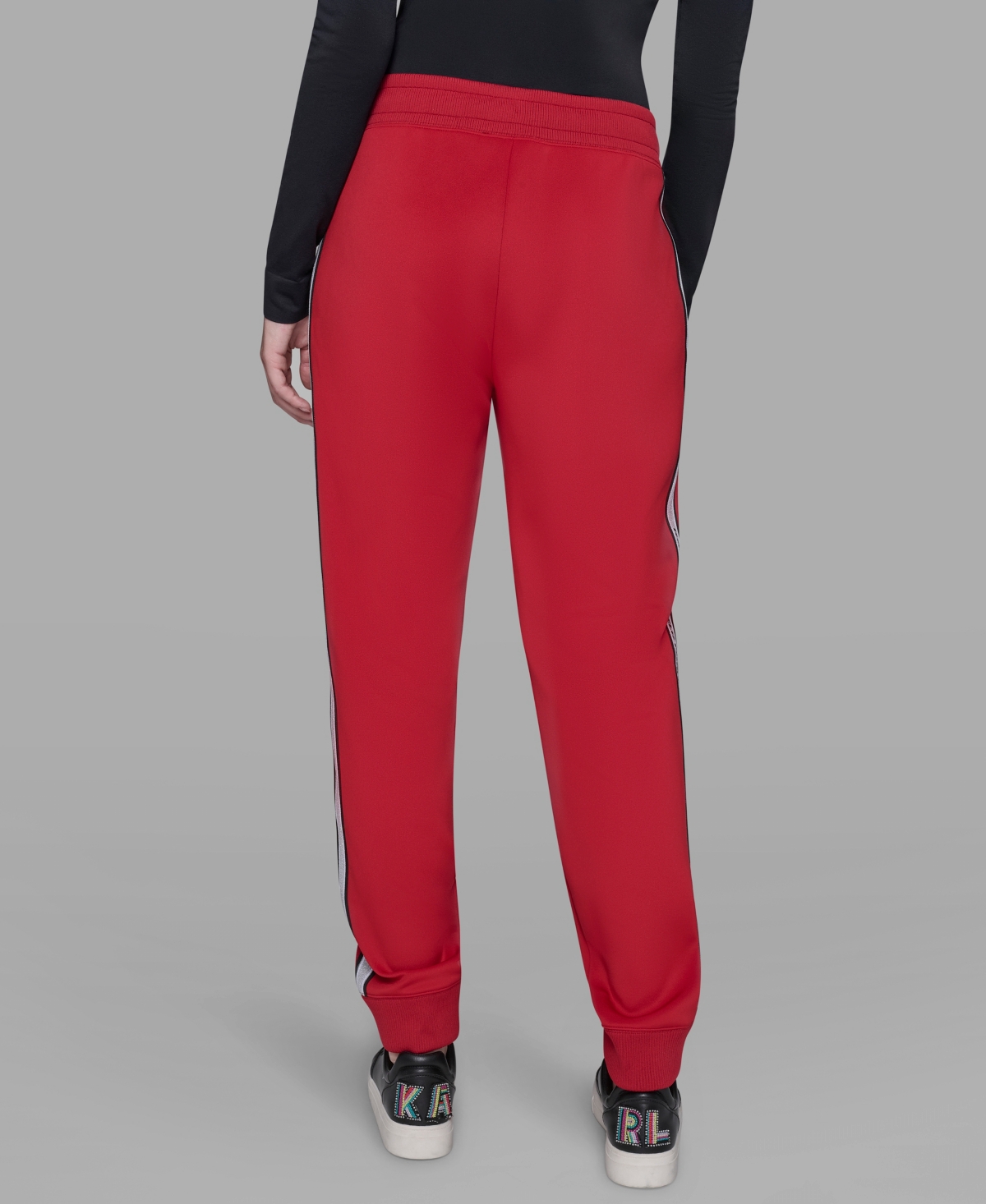 Karl Lagerfeld Women's Striped Drawstring Sweatpants In Red