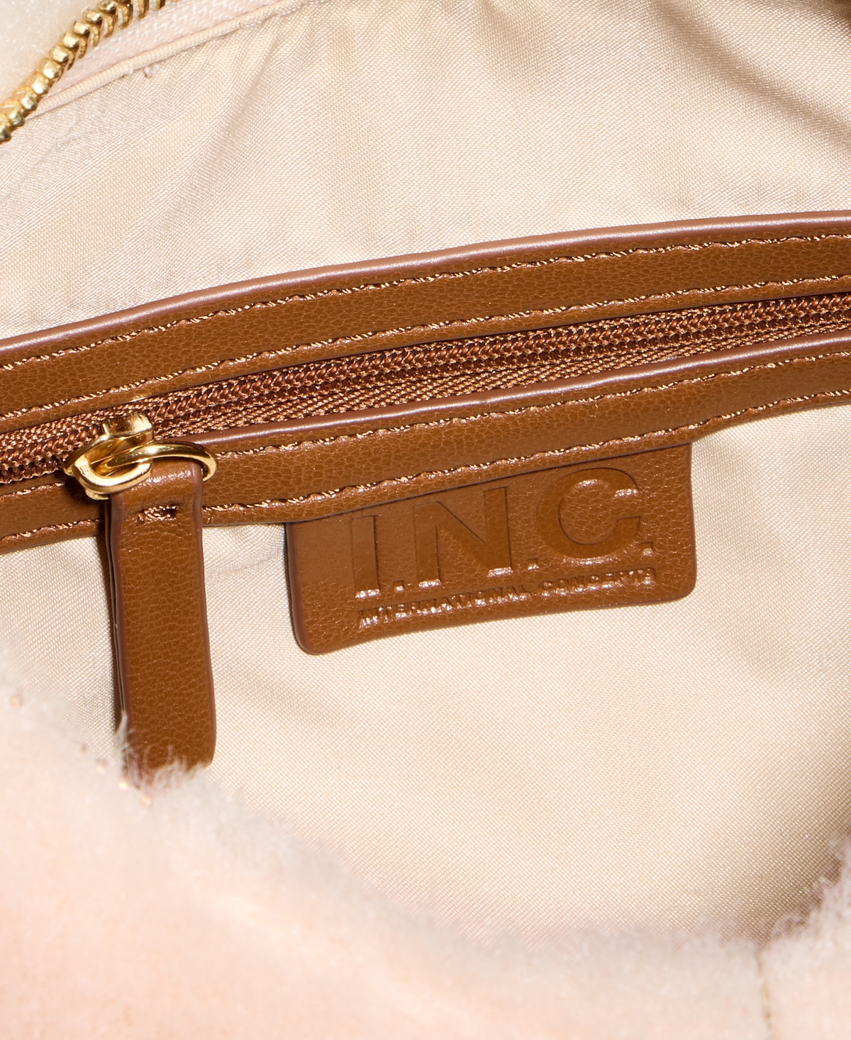 Inc International Concepts Nyrah Faux Fur Hobo Bag, Macy's Exclusive In Neutral