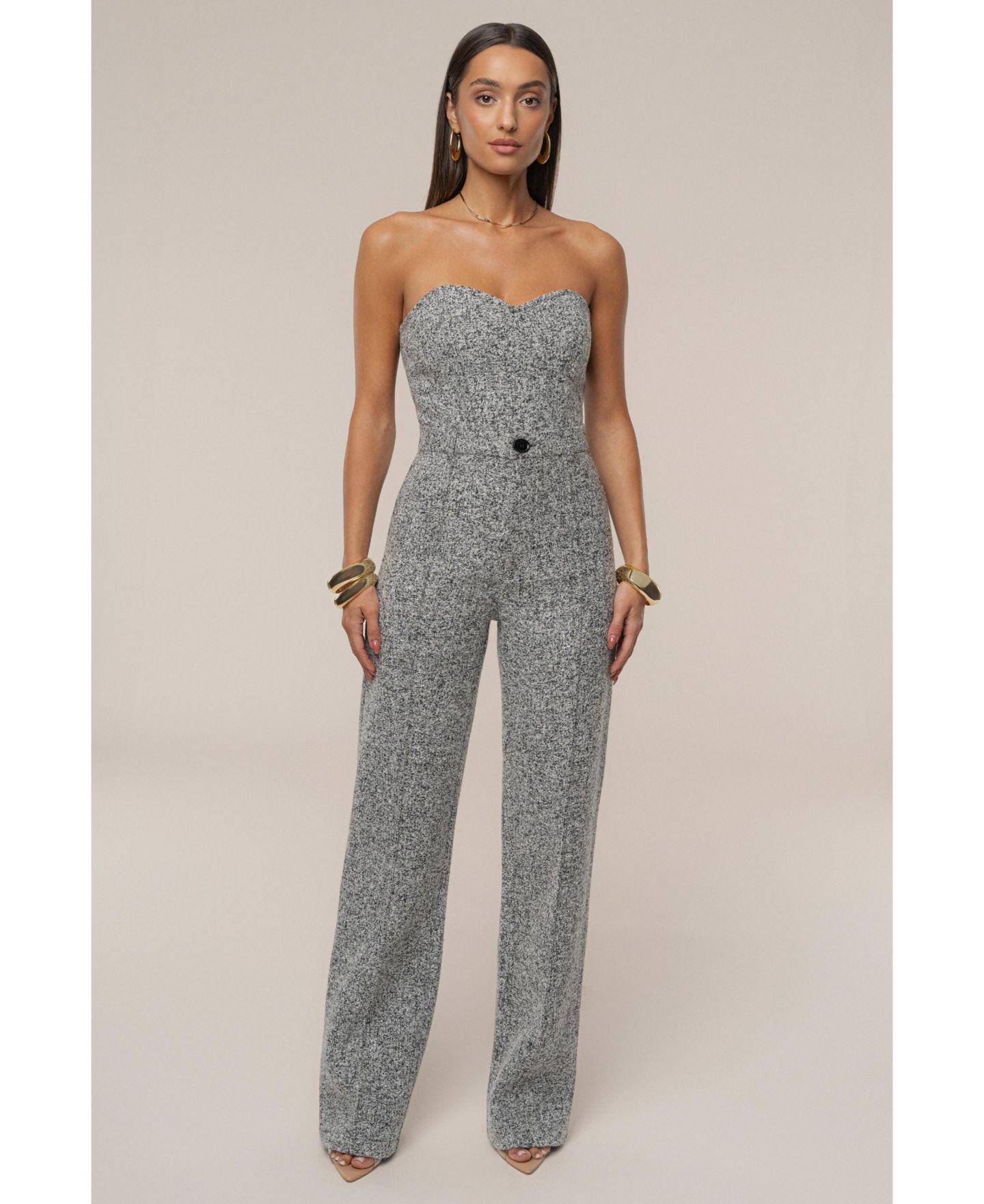Женские брюки JLUXLABEL Stay Sharp Tweed Trouser, цвет: Серый — фото 6