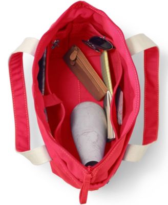 Medium Solid Color 5 Pocket Zip Top Canvas Tote Bag