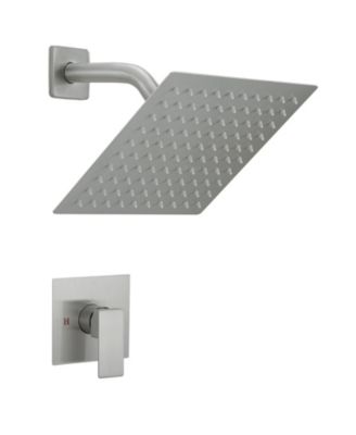 Single-Handle 1-Spray Square Shower Faucet System with 10 in. Rainfall Shower Head in Brushed Nickel (Valve Included)