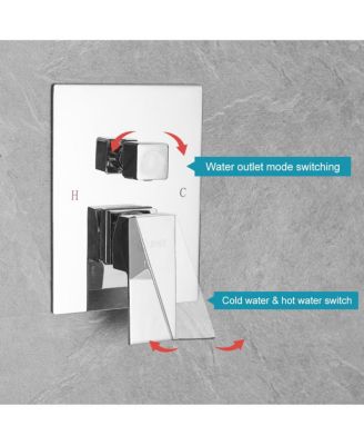 Single-Handle 2-Spray Square High Pressure Shower Faucet with 16" Ceiling Shower Head in Chrome (Valve Included)
