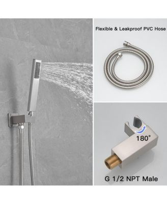 3-Spray Patterns With 2.5 GPM 12 in. Showerhead Wall Mounted Dual Shower Heads With Valve