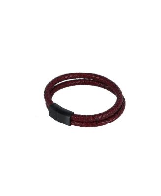 Caleb's Crimson Braided Leather Secure Clasp Bracelet