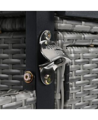 Wicker Outdoor Grill Cart with Extended Table Top and Storage Cabinet