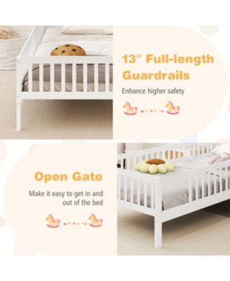 Twin Size Kids Bed Solid Wood Platform Bed w/ Under-bed Storage & Storage Cube