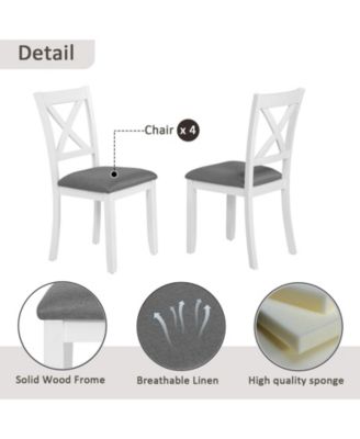 5 Piece Modern Dining Table Set with 4 Chairs for Small Kitchen or Dining Room