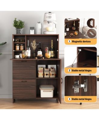 CASAINC Desk with Foldable Desktop, Storage Drawer and Shelves for Small Spaces Cabinet