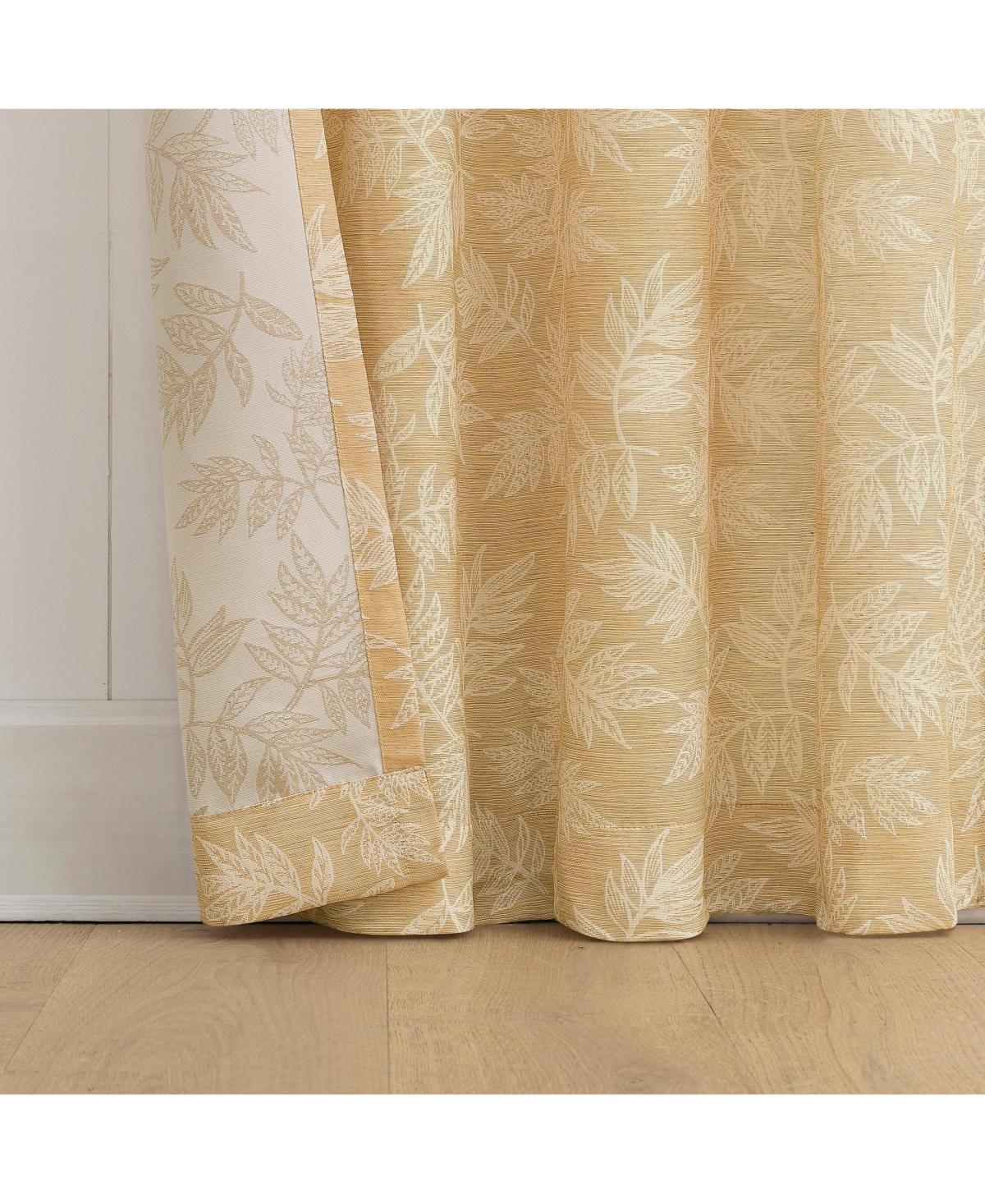 No. 918 Kacey Woven Jacquard Leaf Semi-Sheer Rod Pocket Curtain Panel